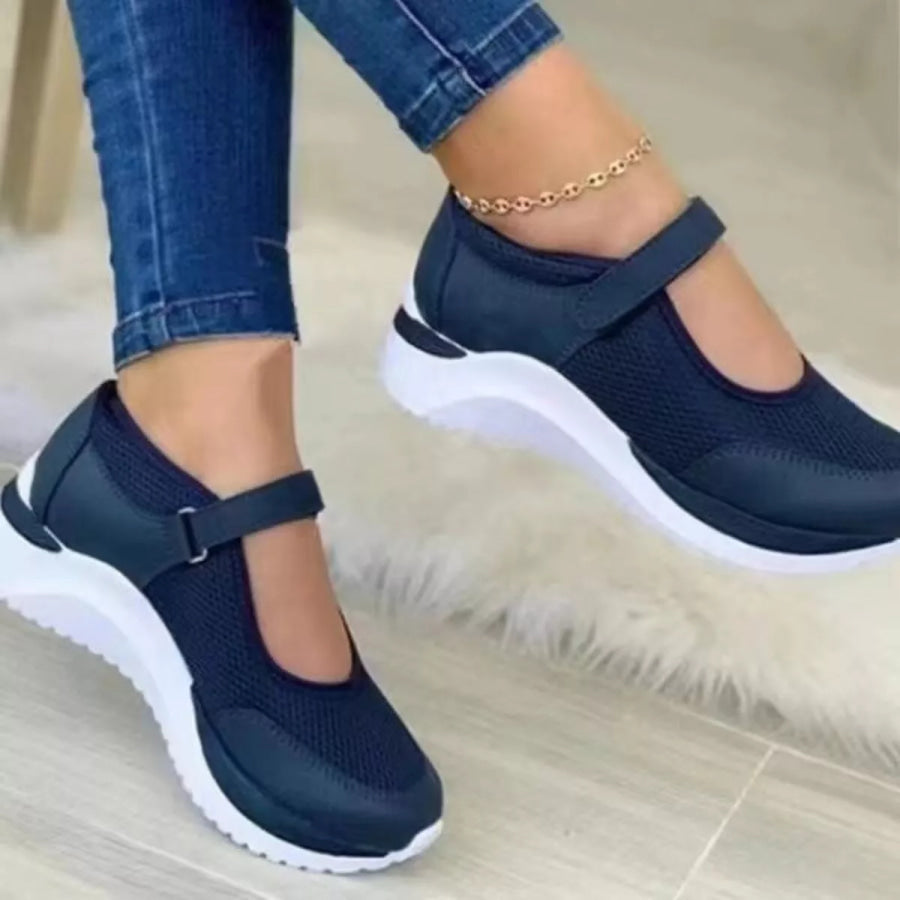 Round Toe Mesh Slip-Ons Blue / 35 Apparel and Accessories