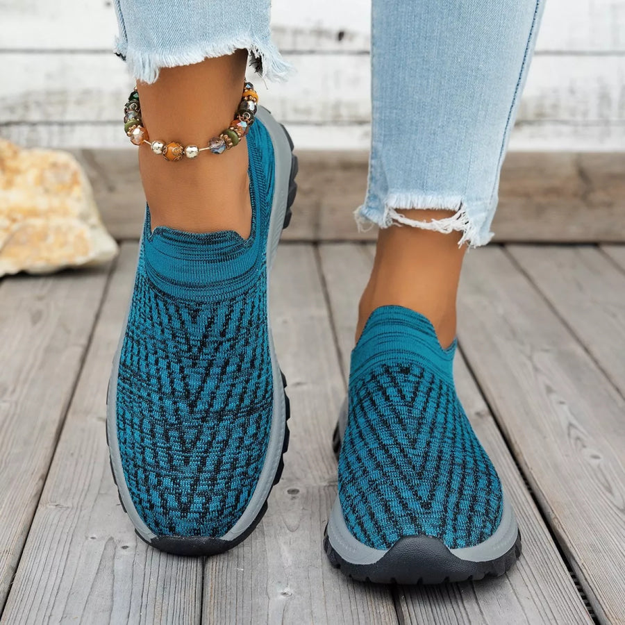 Round Toe Mesh Slip-Ons Blue / 36 Apparel and Accessories