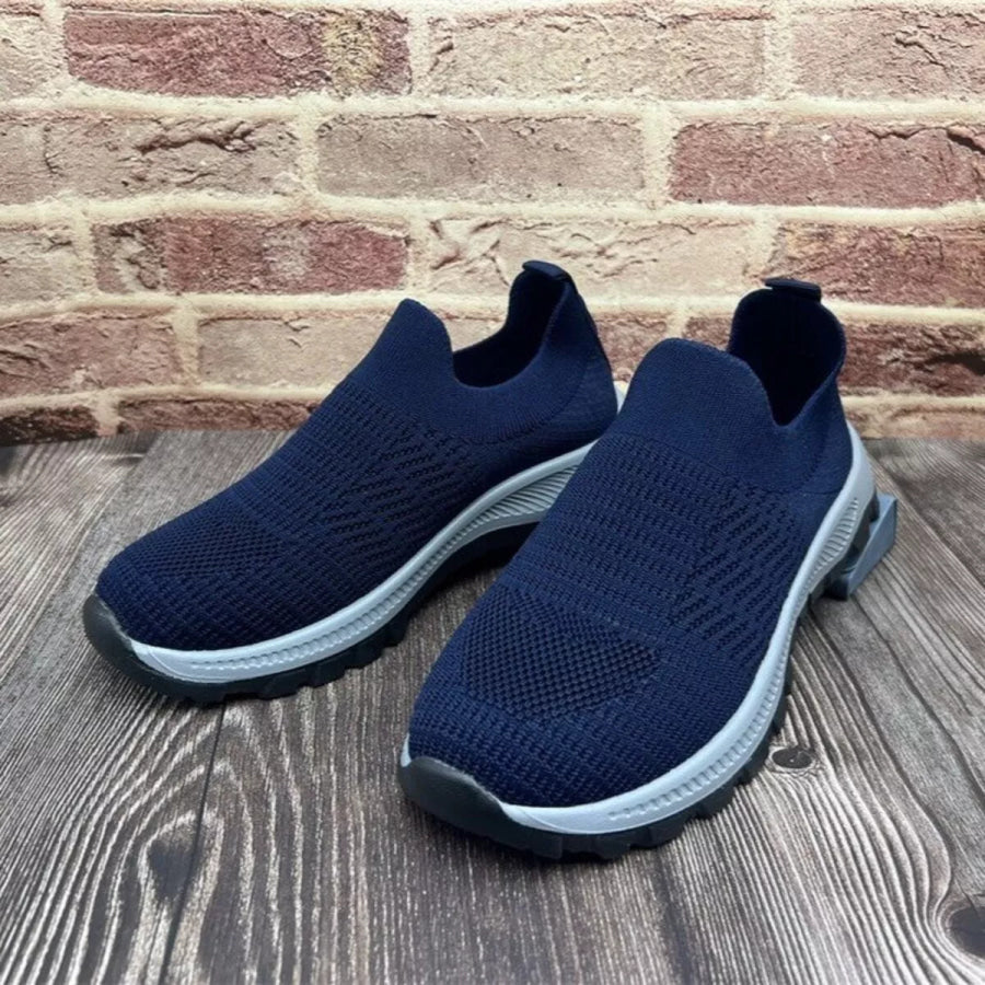 Round Toe Mesh Slip-Ons Blue / 36 Apparel and Accessories