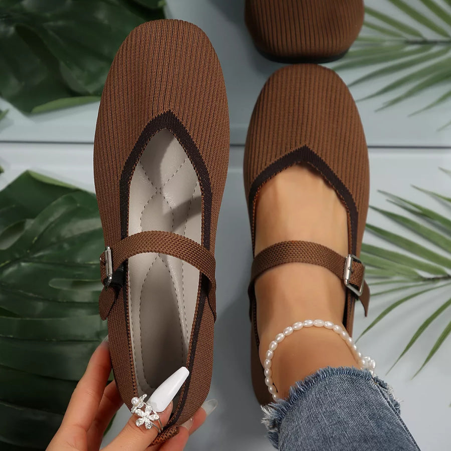 Round Toe Mesh Slip-Ons Dark Brown / 36 Apparel and Accessories