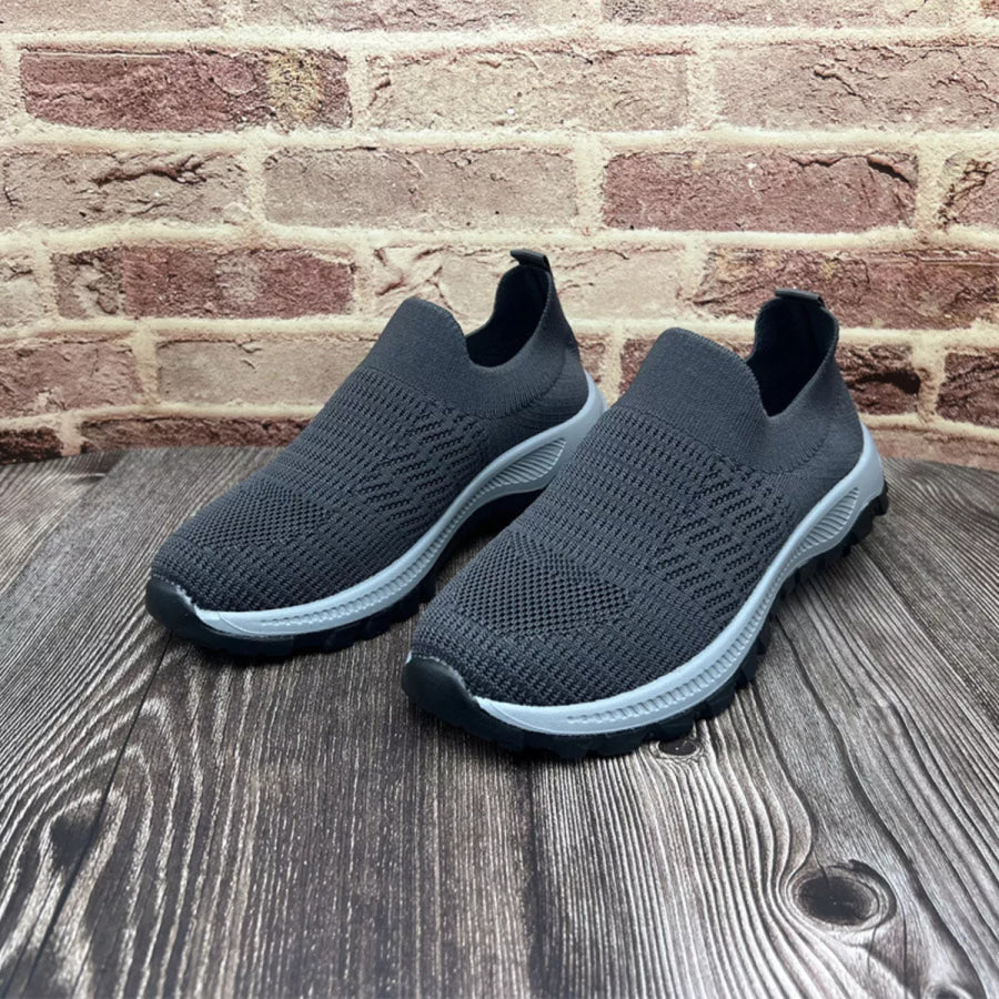 Round Toe Mesh Slip-Ons Grey / 36 Apparel and Accessories