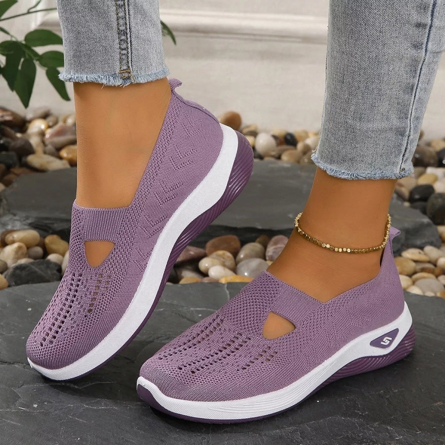 Round Toe Mesh Slip-Ons Purple / 36 Apparel and Accessories