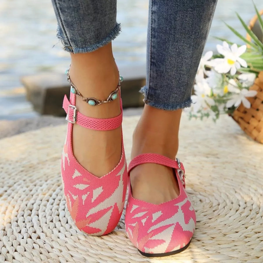 Round Toe Mesh Slip-Ons Red Flower / 36 Apparel and Accessories