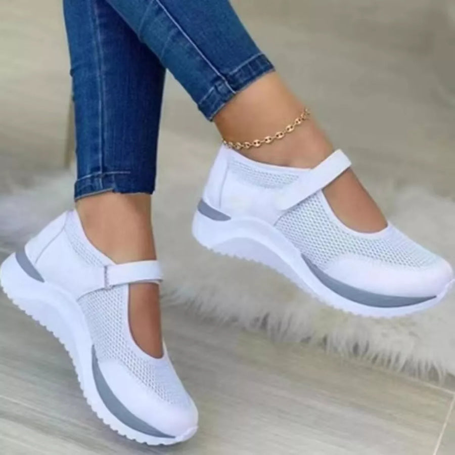 Round Toe Mesh Slip-Ons White / 35 Apparel and Accessories