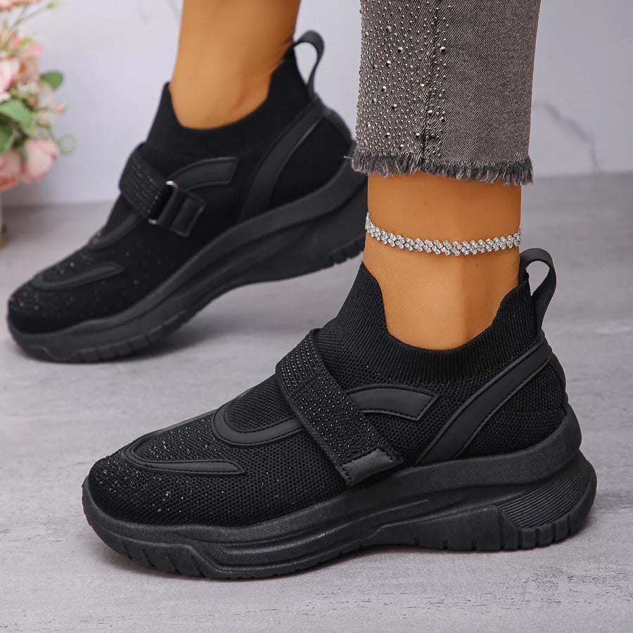 Round Toe Mesh Sneakers Black / 36 Apparel and Accessories