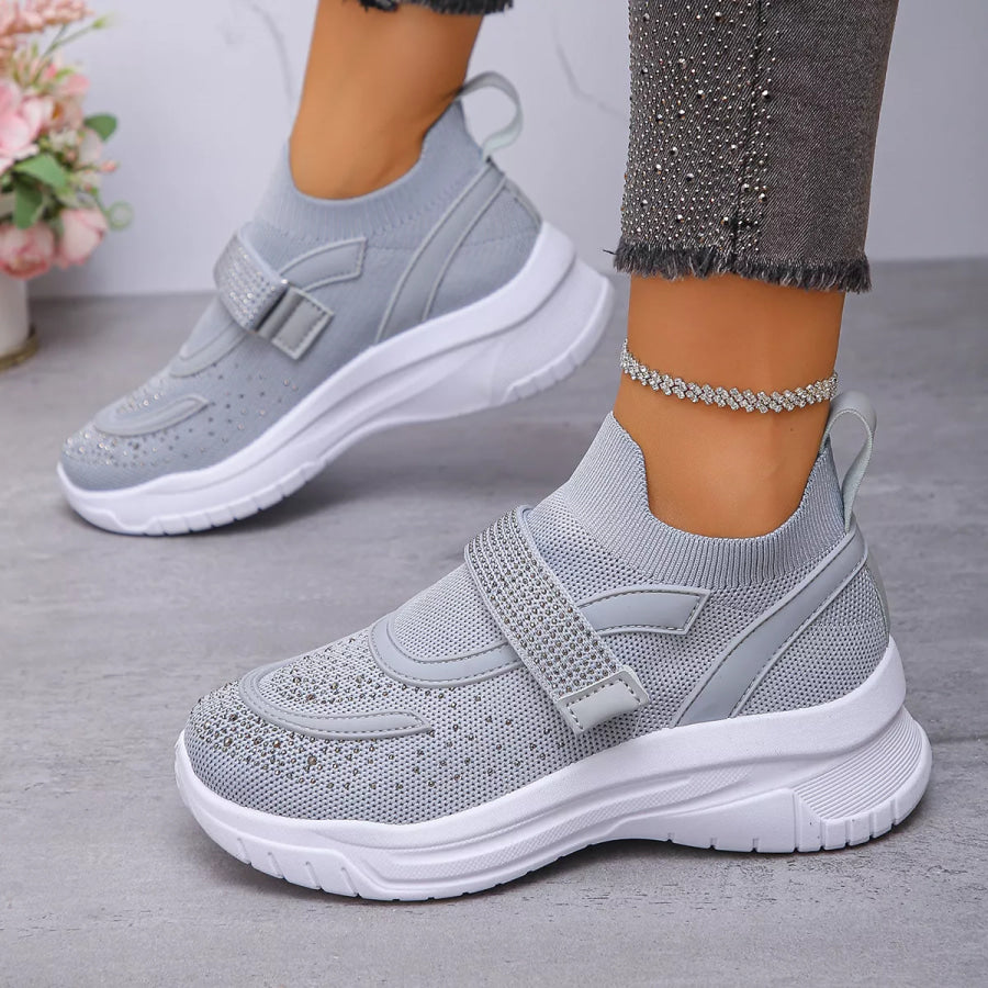 Round Toe Mesh Sneakers Gray / 36 Apparel and Accessories