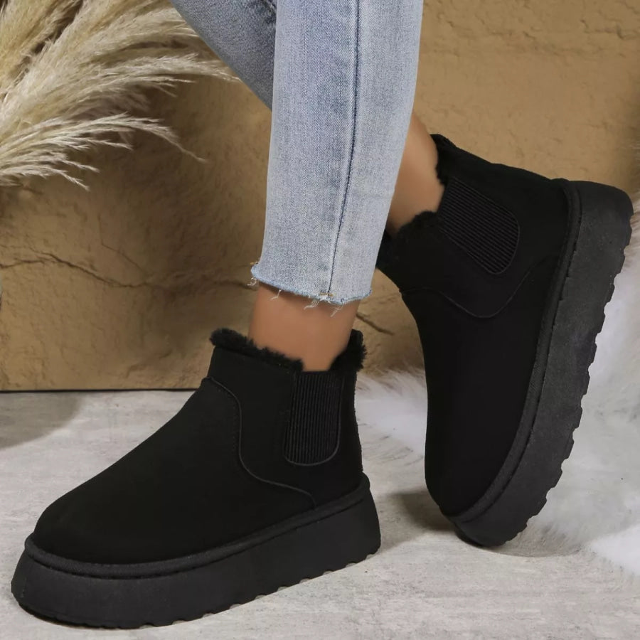 Round Toe Platform Ankle Boots Black / 36 Apparel and Accessories
