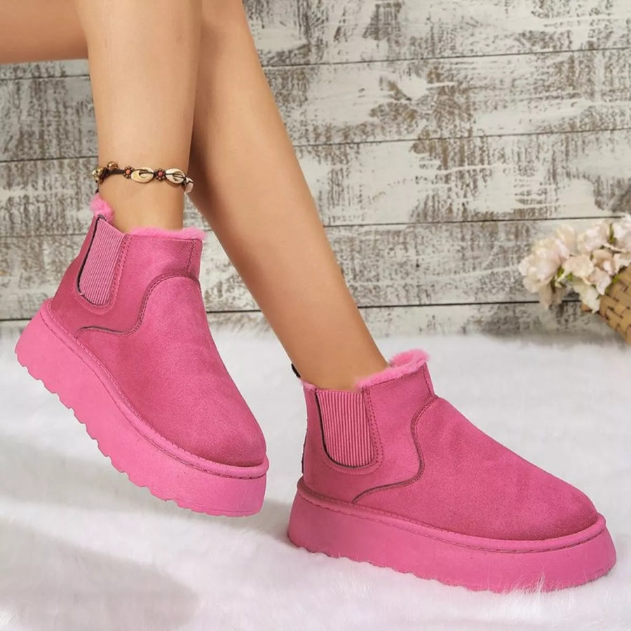 Round Toe Platform Ankle Boots Apparel and Accessories