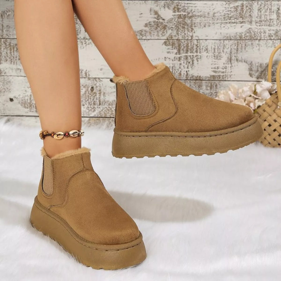 Round Toe Platform Ankle Boots Apparel and Accessories