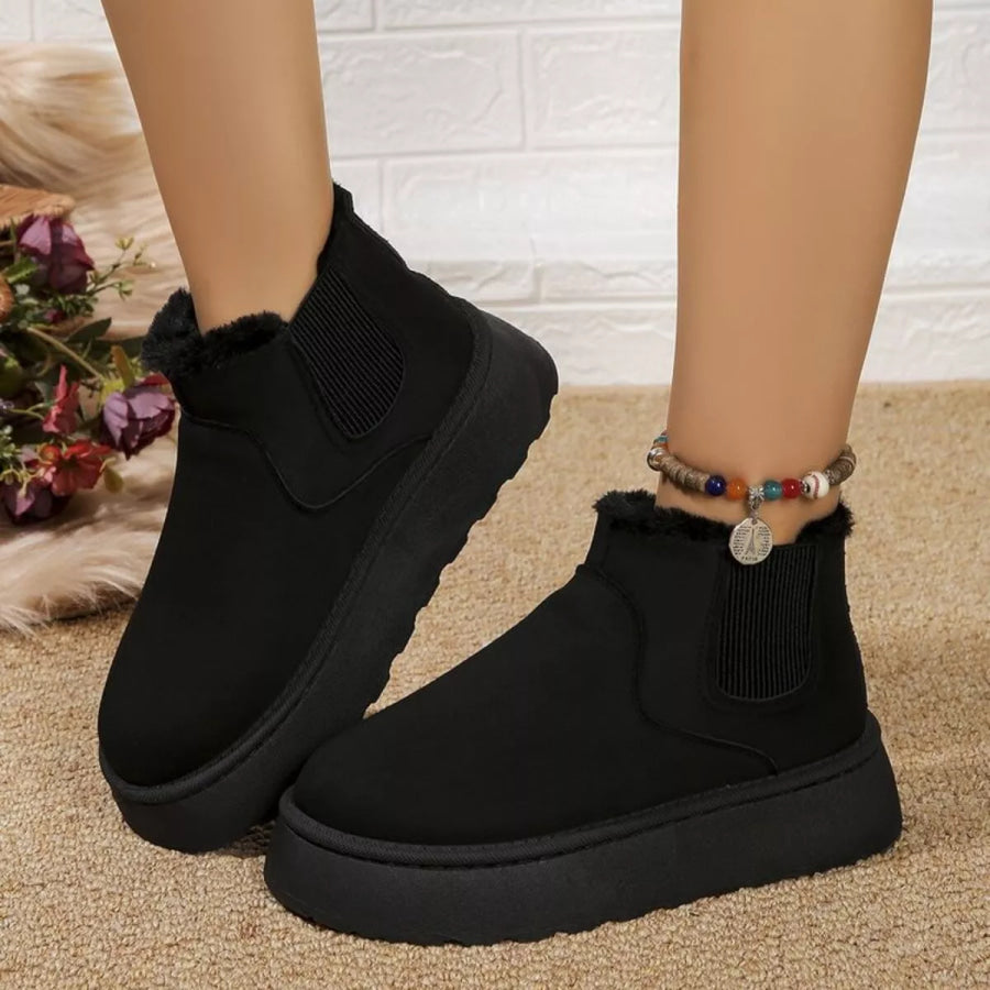 Round Toe Platform Ankle Boots Black / 36 Apparel and Accessories