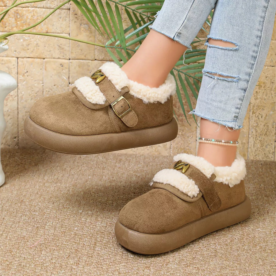 Round Toe Platform Ankle Boots Camel / 35 Apparel and Accessories