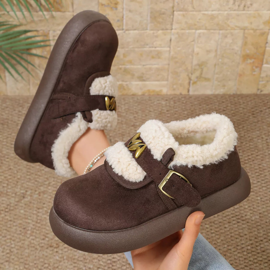 Round Toe Platform Ankle Boots Coffee Brown / 35 Apparel and Accessories