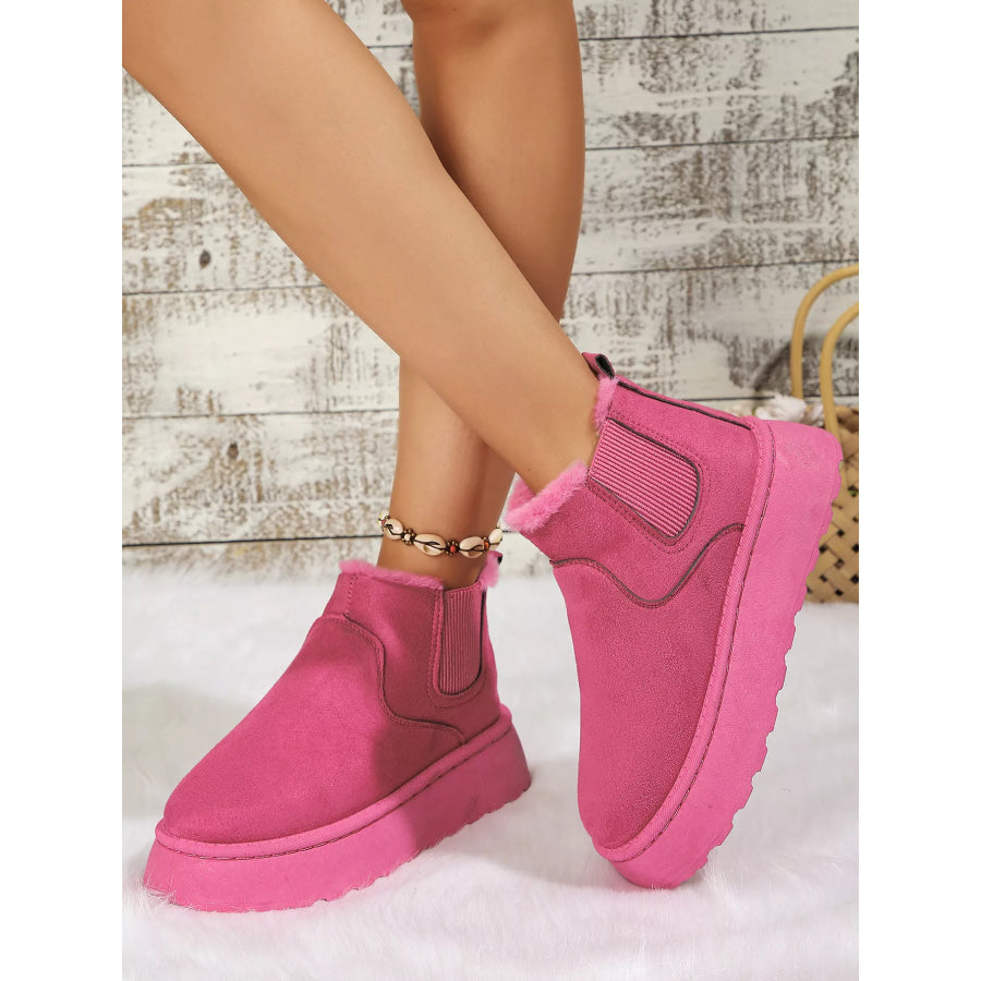 Round Toe Platform Ankle Boots Hot Pink / 36 Apparel and Accessories