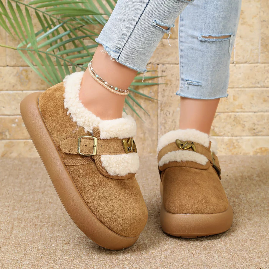Round Toe Platform Ankle Boots Khaki / 35 Apparel and Accessories