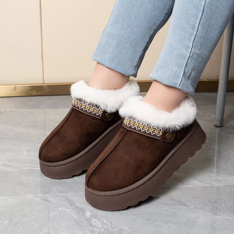 Round Toe Platform Ankle Boots Khaki / 36 Apparel and Accessories