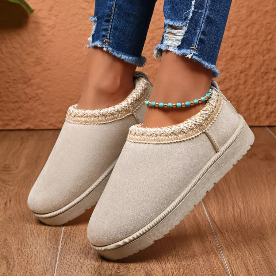 Round Toe Platform Ankle Boots White / 36 Apparel and Accessories