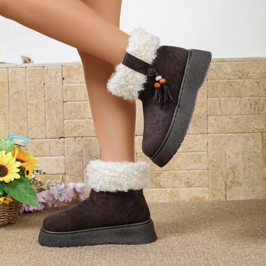 Round Toe Platform Boots Apparel and Accessories