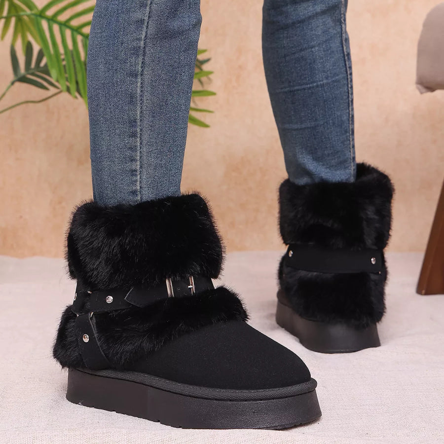 Round Toe Platform Boots Apparel and Accessories
