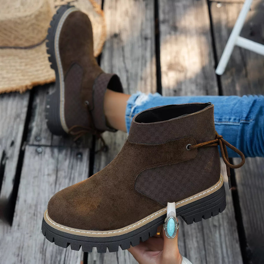 Round Toe Platform Boots Apparel and Accessories