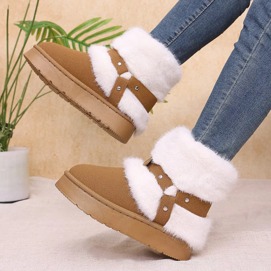 Round Toe Platform Boots Apparel and Accessories