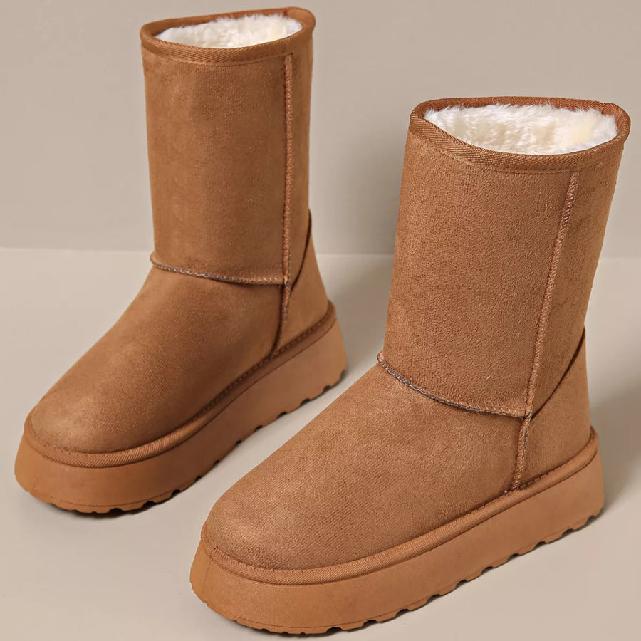 Round Toe Platform Boots Apparel and Accessories