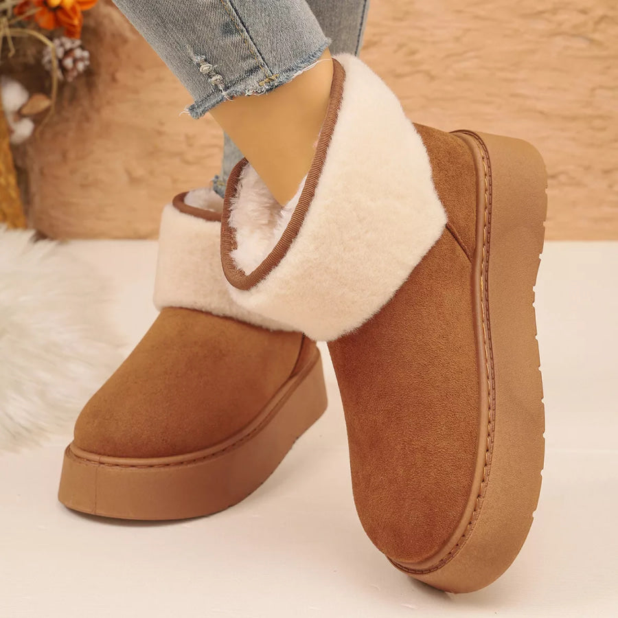 Round Toe Platform Boots Apparel and Accessories