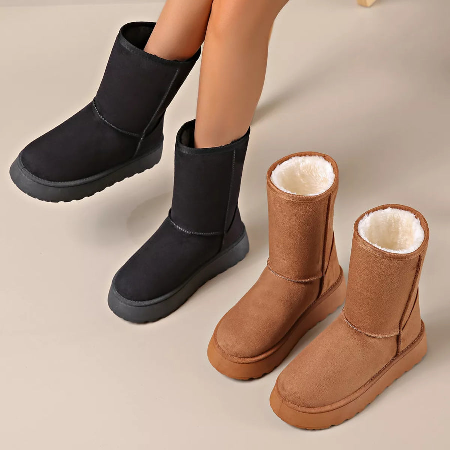 Round Toe Platform Boots Apparel and Accessories