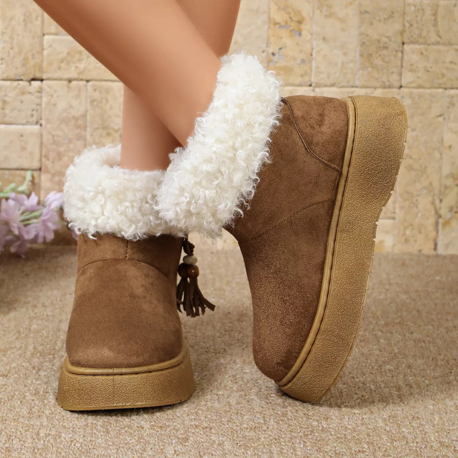 Round Toe Platform Boots Apparel and Accessories
