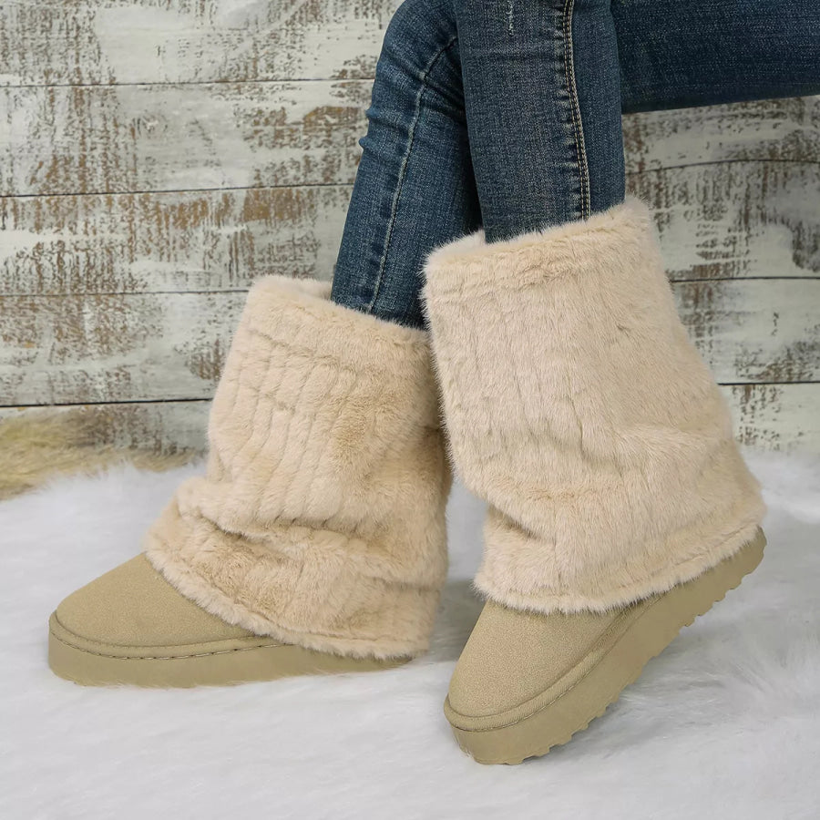 Round Toe Platform Boots Apparel and Accessories