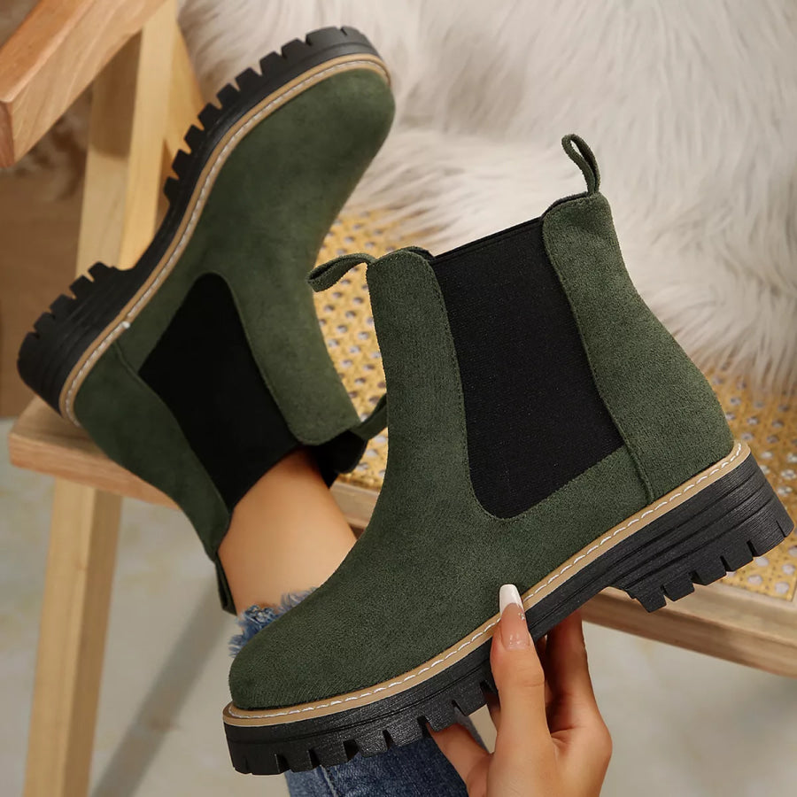 Round Toe Platform Boots Apparel and Accessories