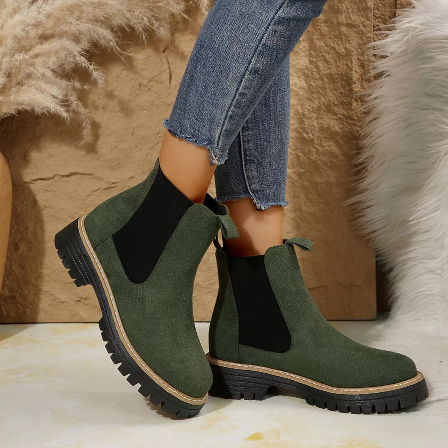 Round Toe Platform Boots Apparel and Accessories