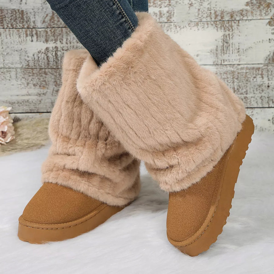 Round Toe Platform Boots Apparel and Accessories