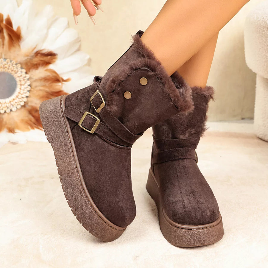 Round Toe Platform Boots Apparel and Accessories