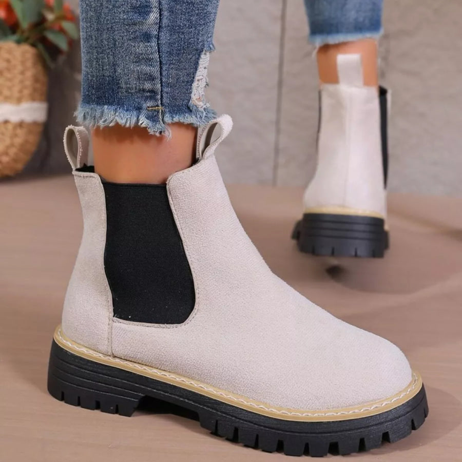 Round Toe Platform Boots Apparel and Accessories