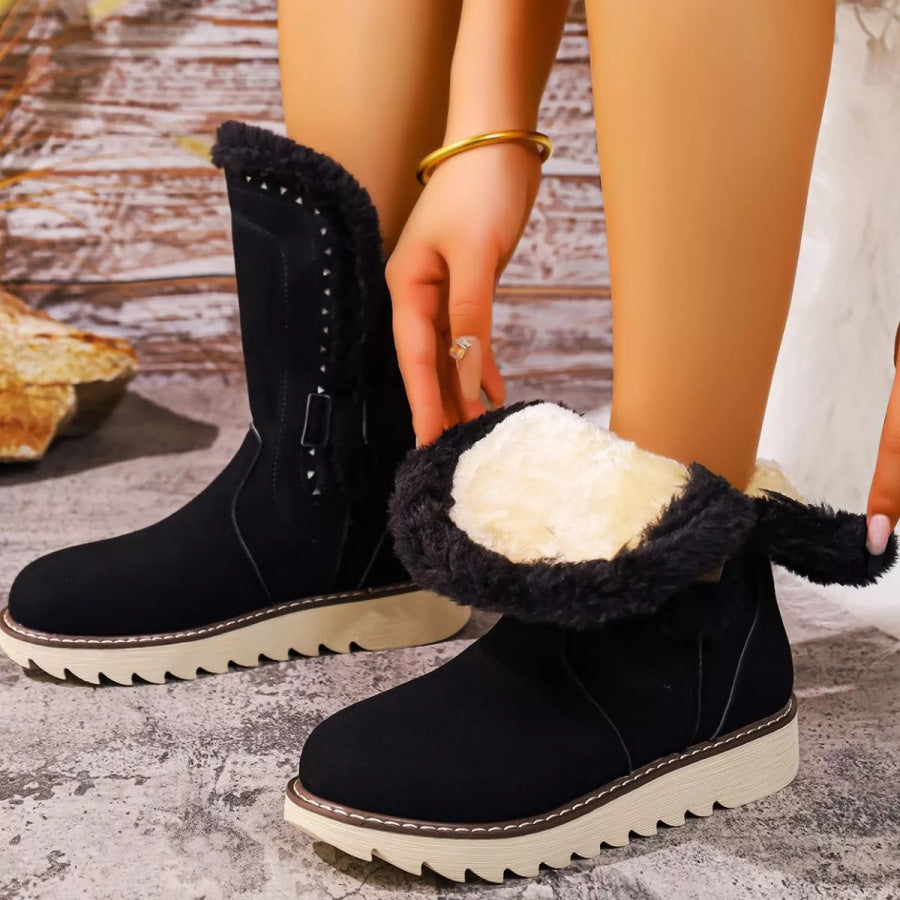 Round Toe Platform Boots Apparel and Accessories
