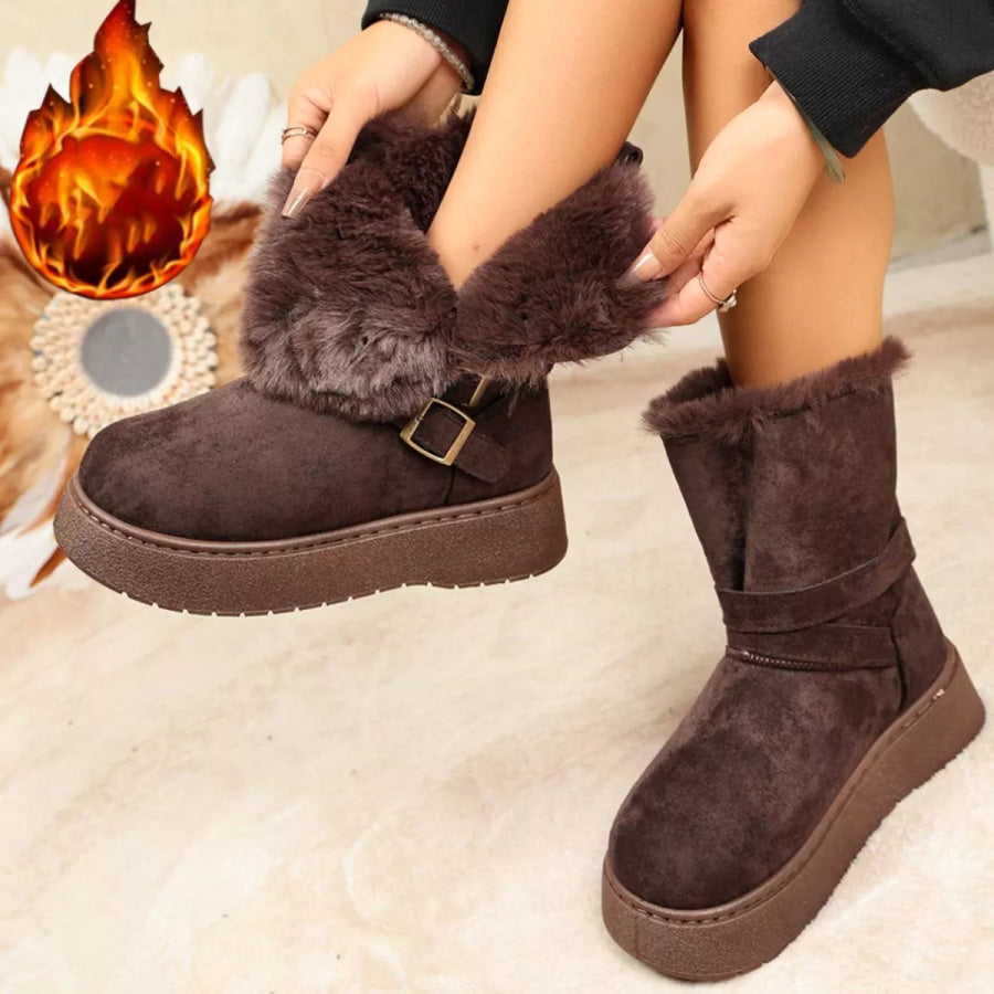 Round Toe Platform Boots Apparel and Accessories