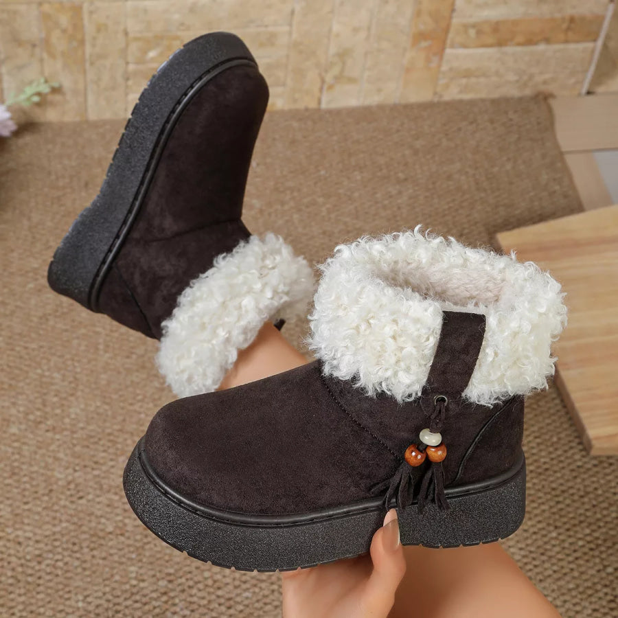 Round Toe Platform Boots Apparel and Accessories