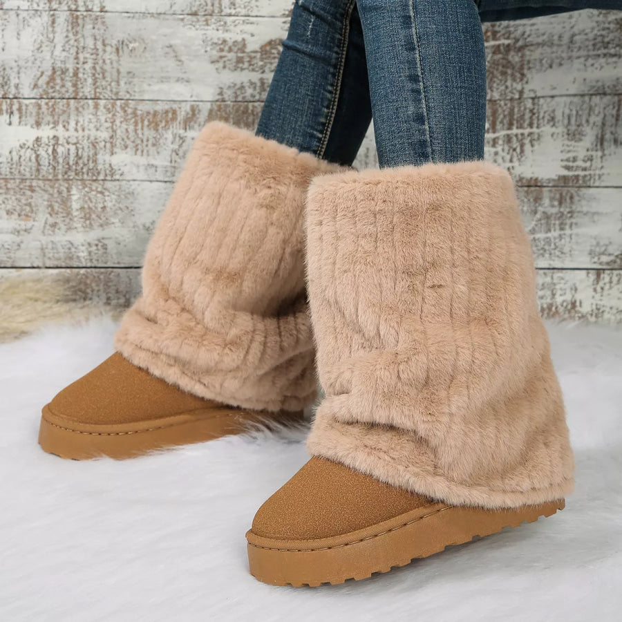 Round Toe Platform Boots Apparel and Accessories