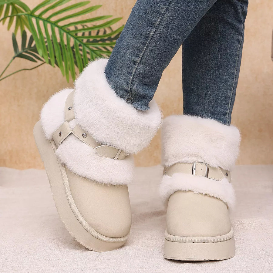 Round Toe Platform Boots Apparel and Accessories