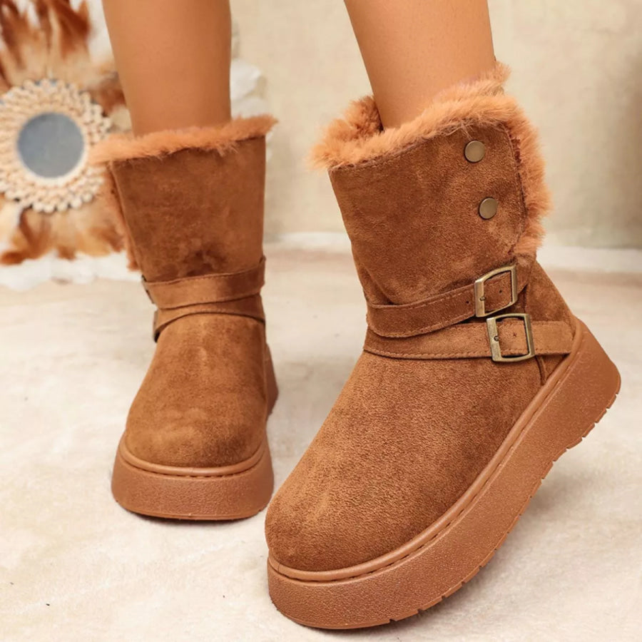 Round Toe Platform Boots Apparel and Accessories