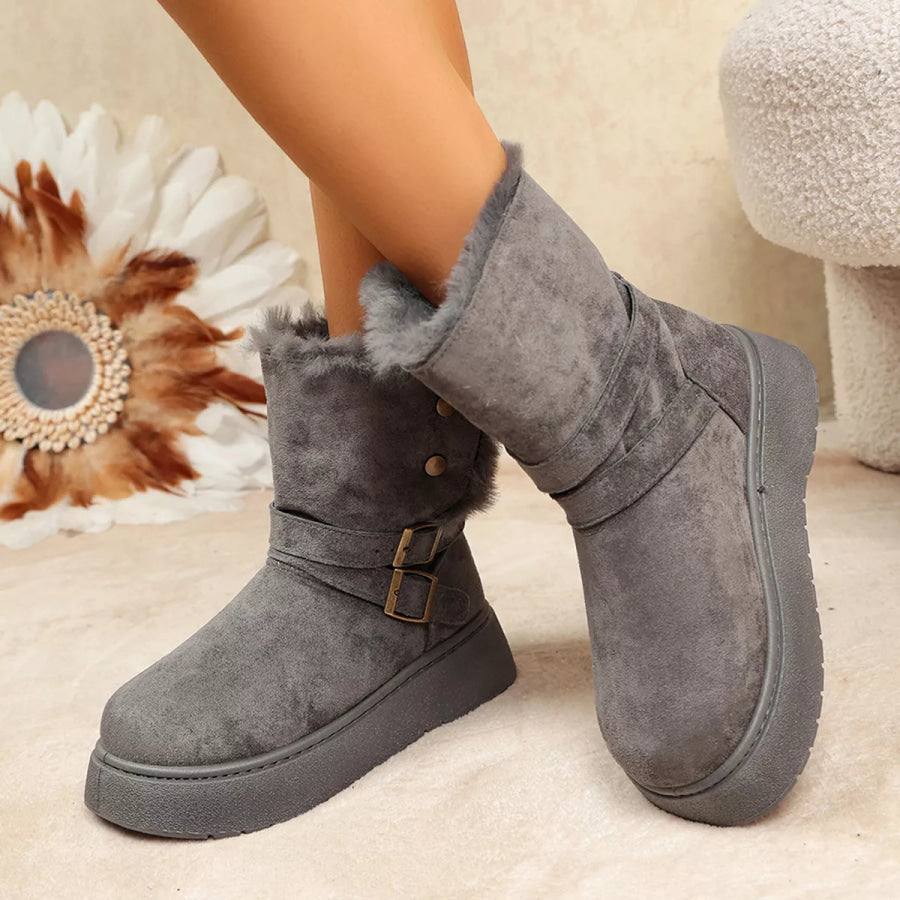 Round Toe Platform Boots Apparel and Accessories
