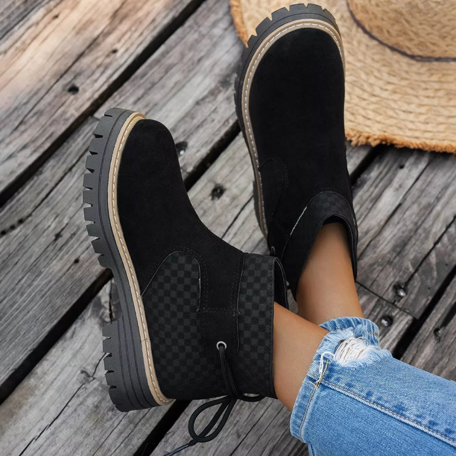 Round Toe Platform Boots Apparel and Accessories