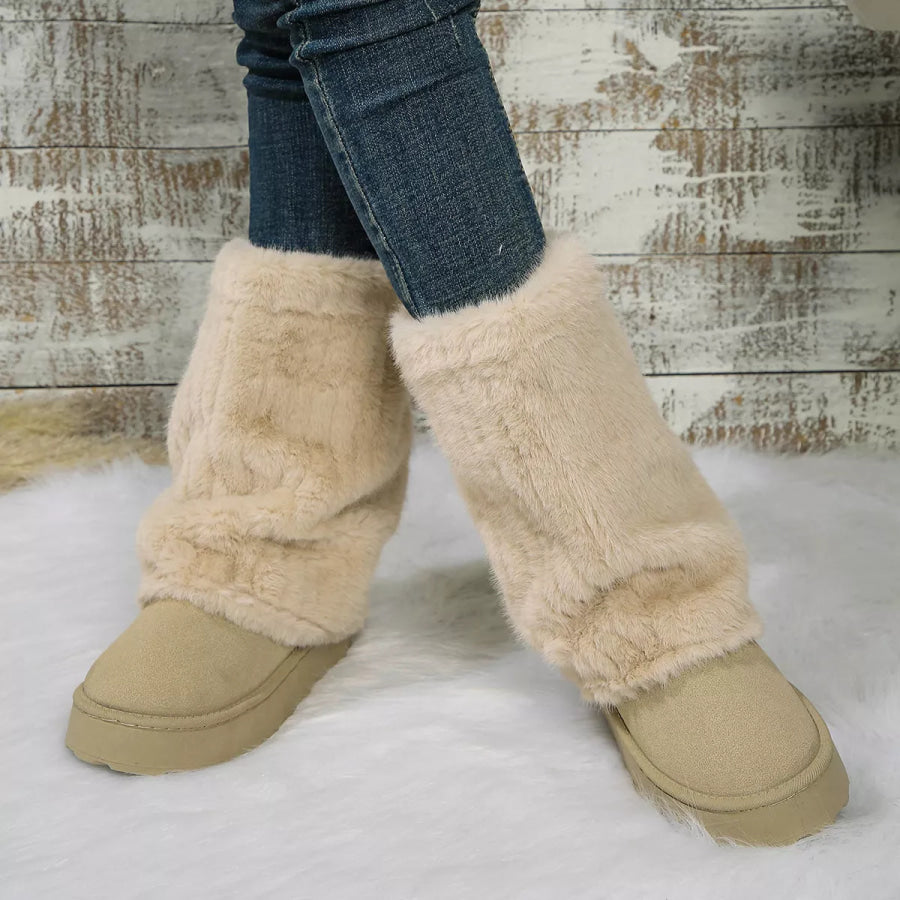 Round Toe Platform Boots Apparel and Accessories