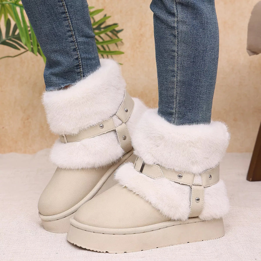Round Toe Platform Boots Apparel and Accessories