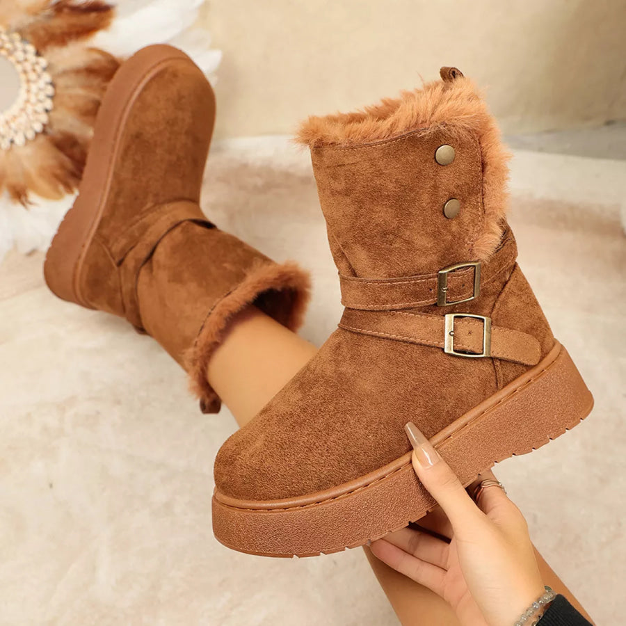 Round Toe Platform Boots Apparel and Accessories