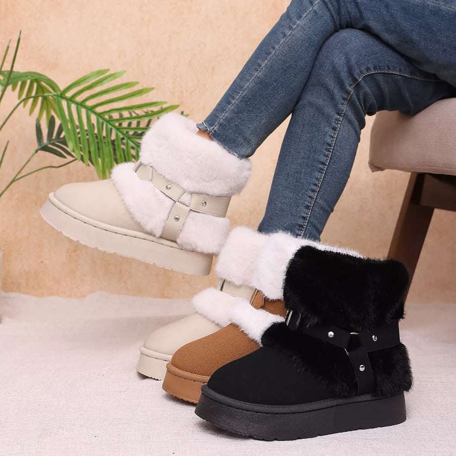 Round Toe Platform Boots Apparel and Accessories
