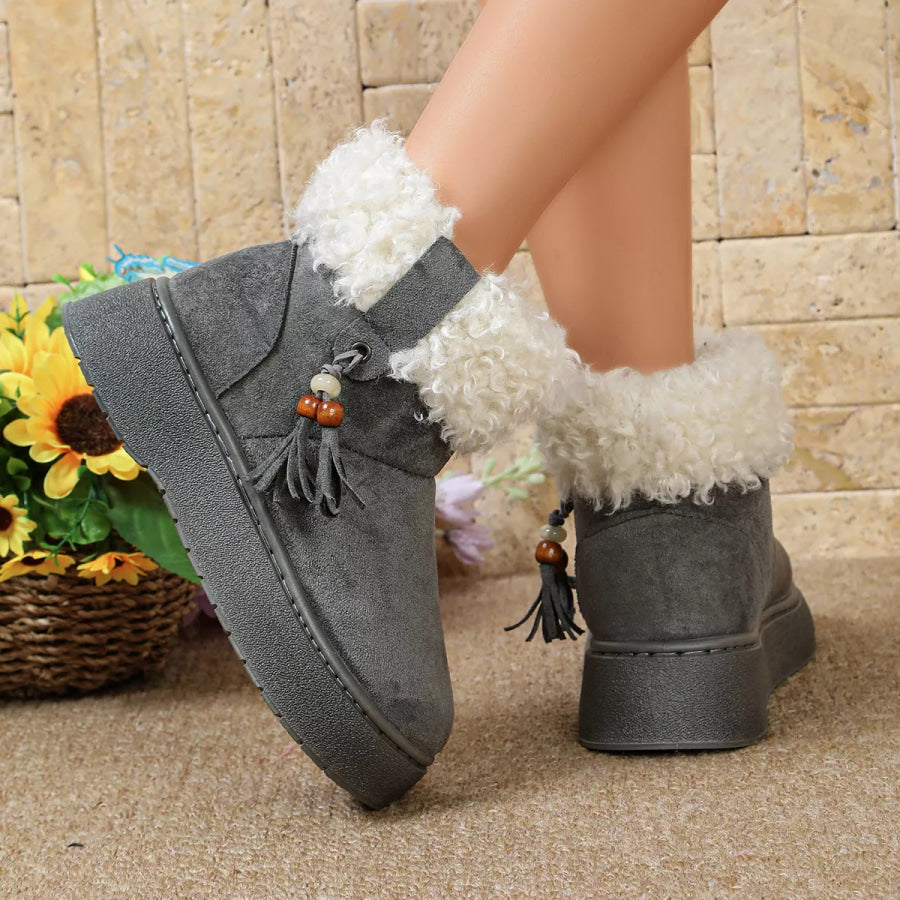 Round Toe Platform Boots Apparel and Accessories