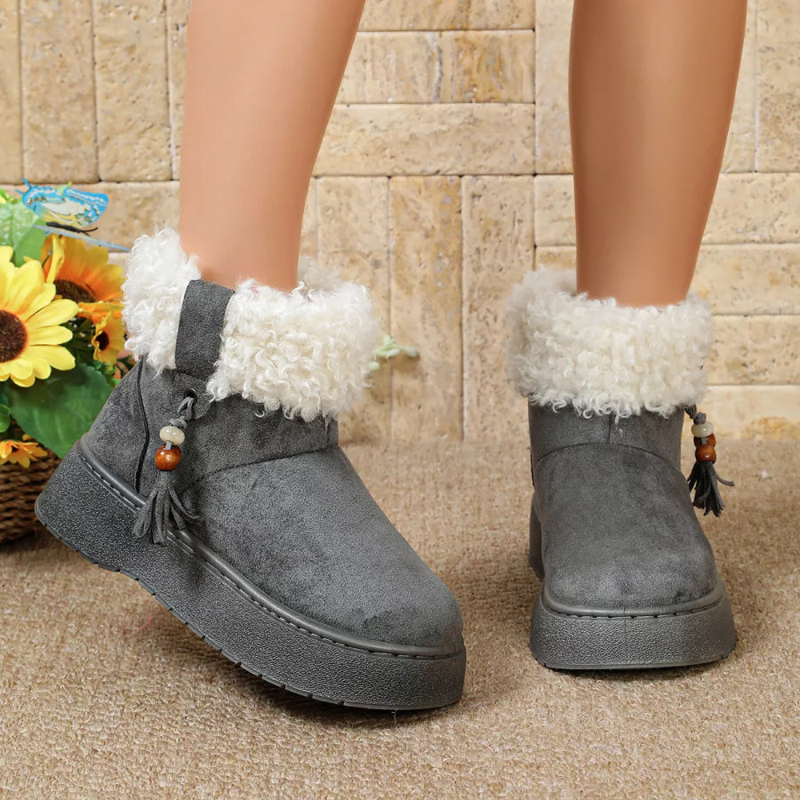 Round Toe Platform Boots Apparel and Accessories