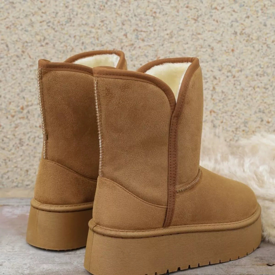Round Toe Platform Boots Apparel and Accessories