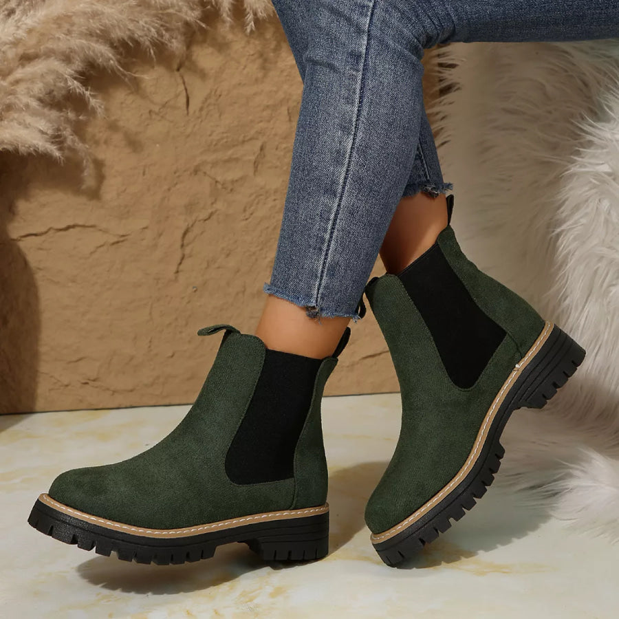 Round Toe Platform Boots Apparel and Accessories
